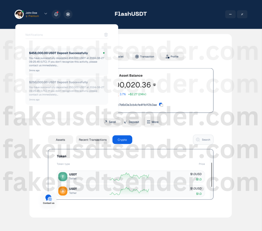 Fake USDT Sender Deposit Notification