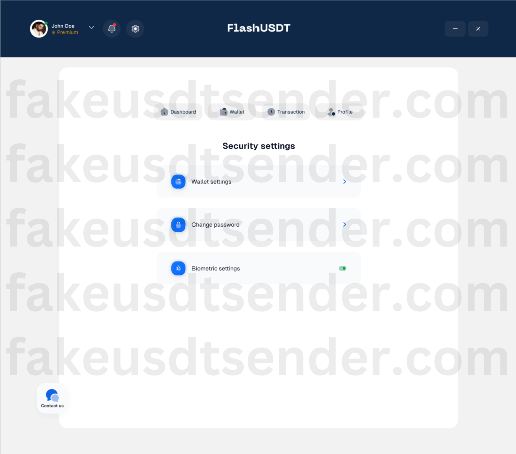 Fake USDT Sender Software - Security Dashboard