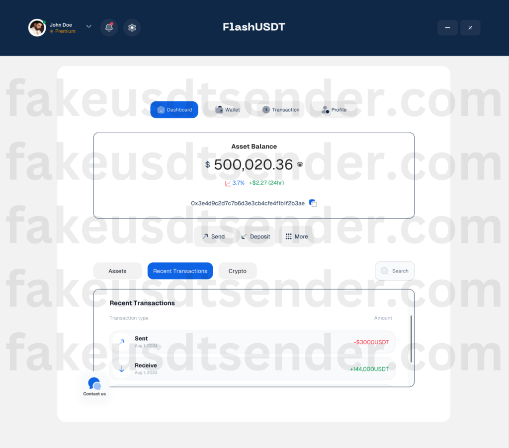 Flash USDT Sender Software Dashboard