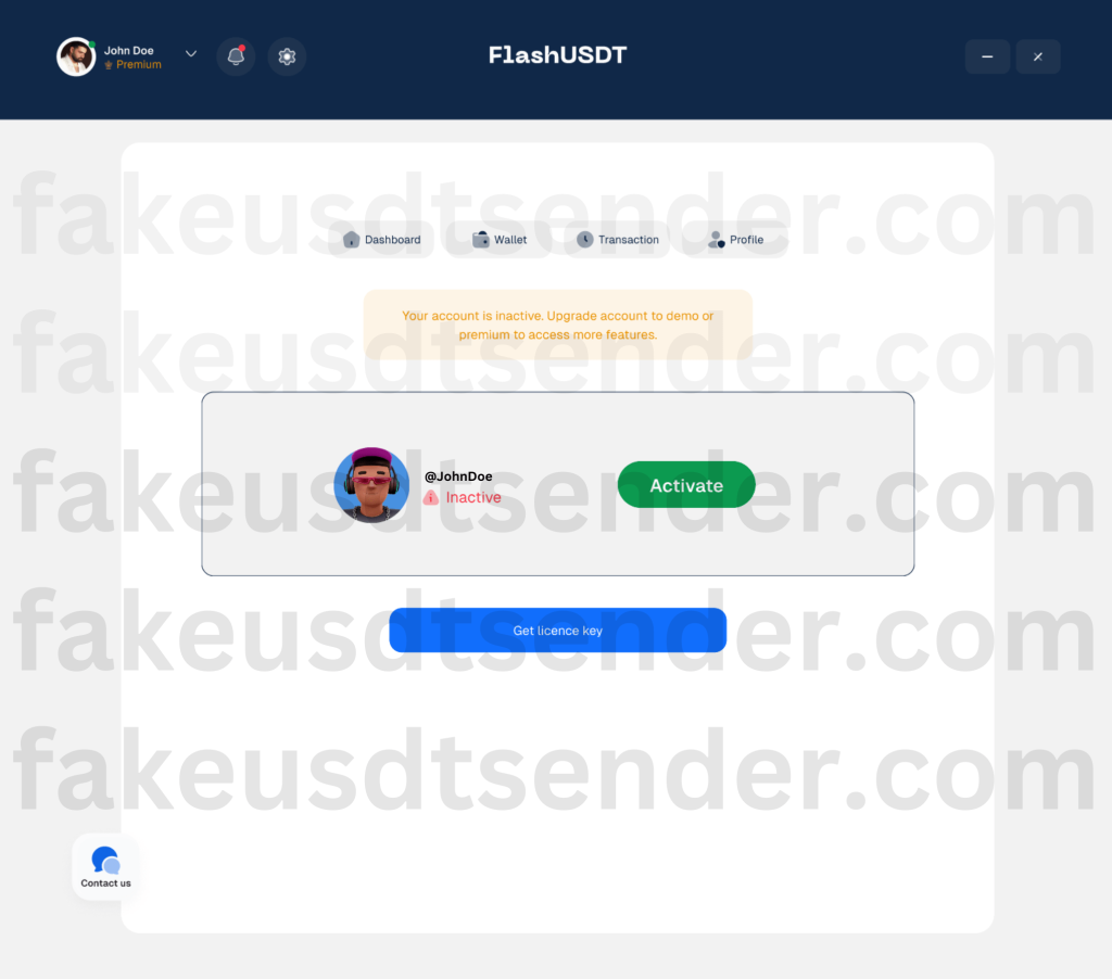 Flash USDT Sender Software - License Key Dashboard